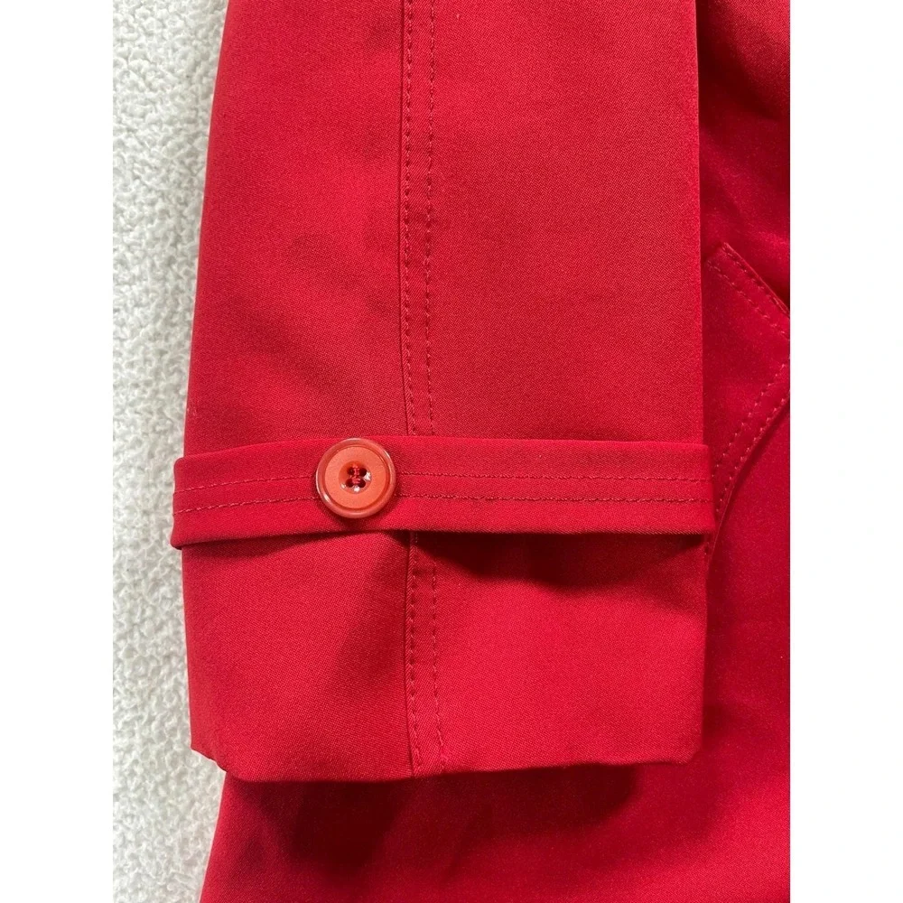 Vintage 60s Outer Banks Women Small Trench Coat Red Western‎ Yoke Rain Repellent